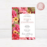 Bright Pink Floral Foil Invitation - goprintplus