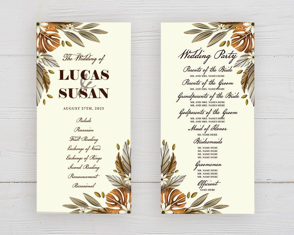 Brown Boho Floral Program - goprintplus