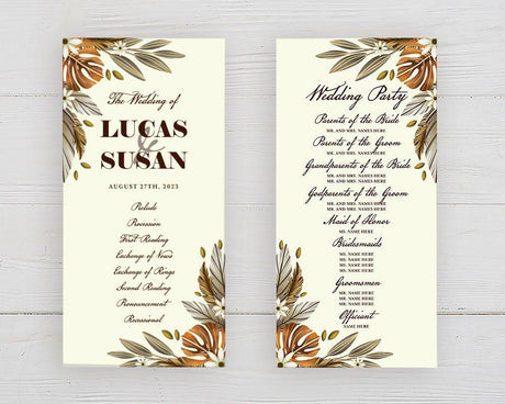 Brown Boho Floral Program - goprintplus