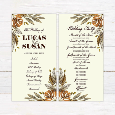 Brown Boho Floral Invitations - goprintplus