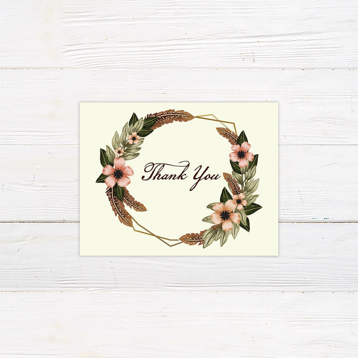 Brown Boho Floral Invitations - goprintplus