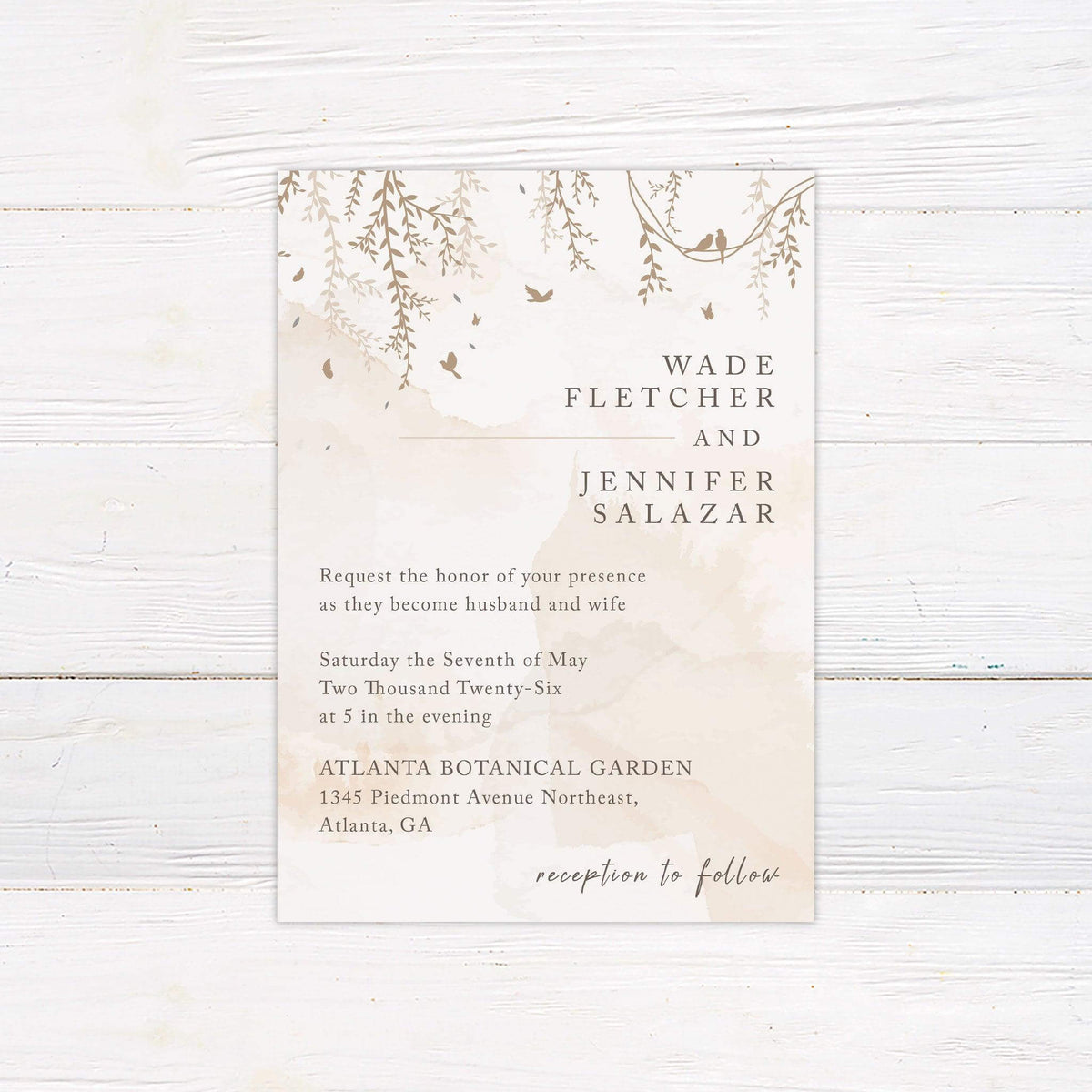 Brown Botanical Invitations – Nature-Inspired Ceremony Suite – Go Print ...