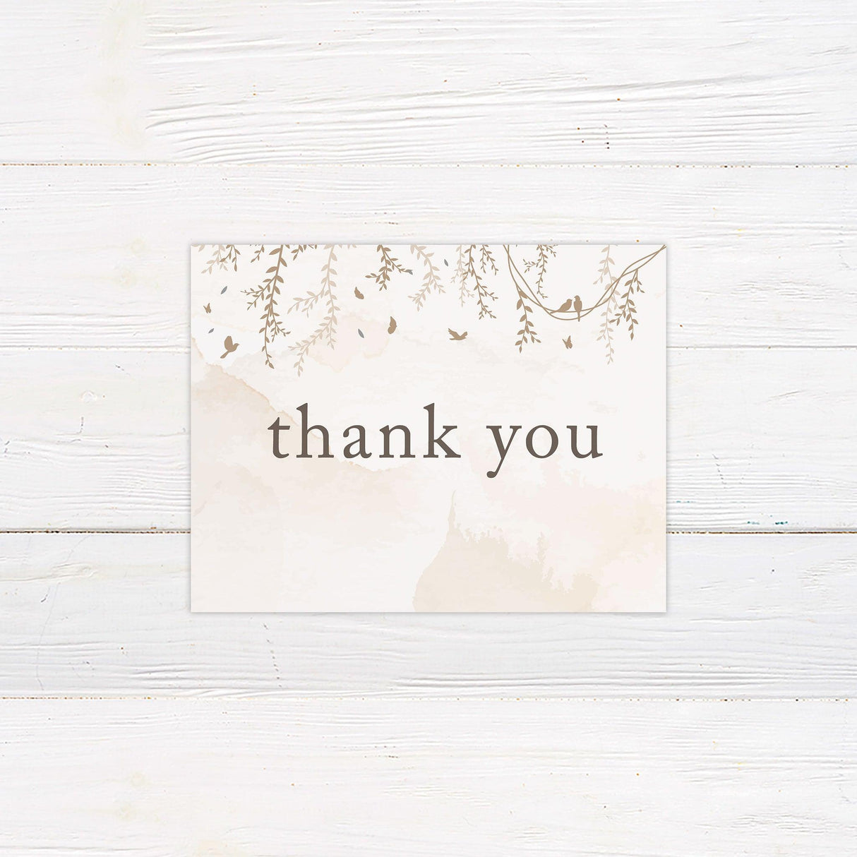 Brown Botanical Thank You Card - goprintplus