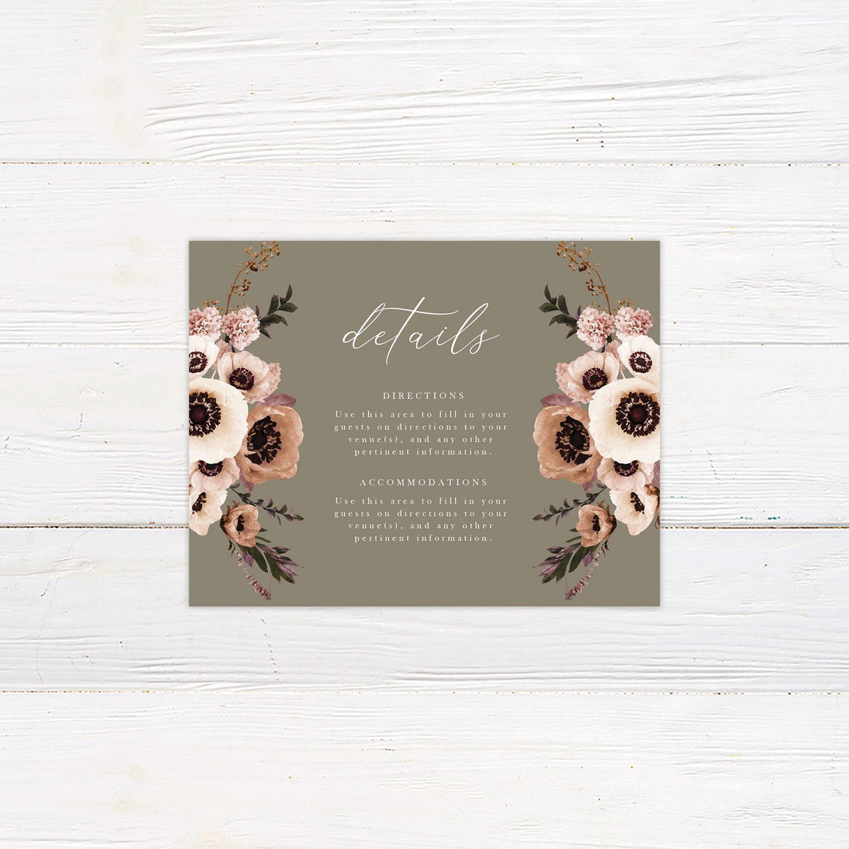 Brown Romantic Floral Details Cards - goprintplus