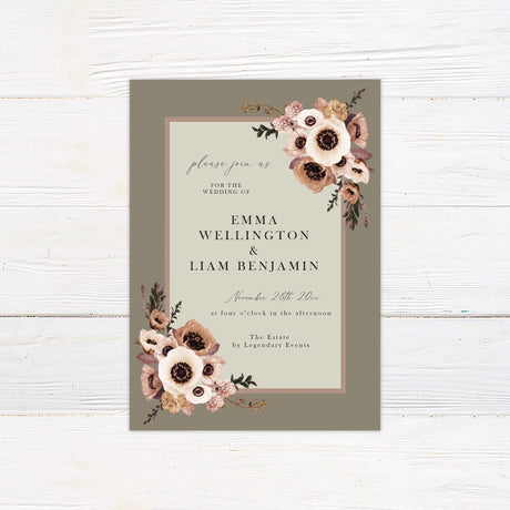 Brown Romantic Floral Invitations - goprintplus