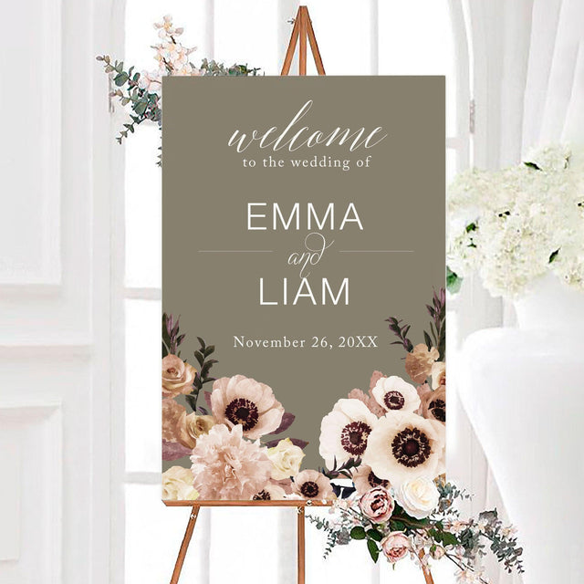 Brown Romantic Floral Sign - goprintplus