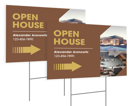 Brown Open House Yard Sign