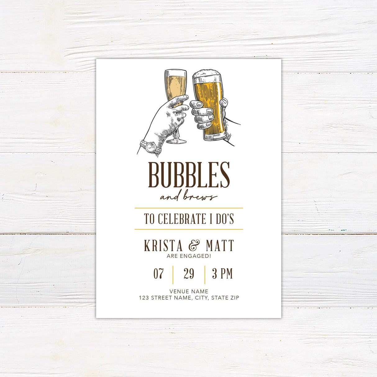 Bubbles and Brews Invitation - goprintplus