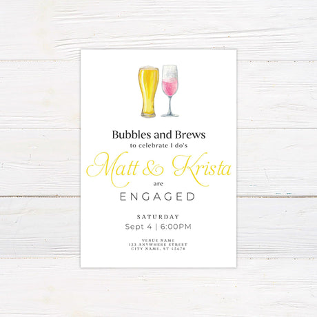 Bubbles and Brews Engagement Invitation - goprintplus