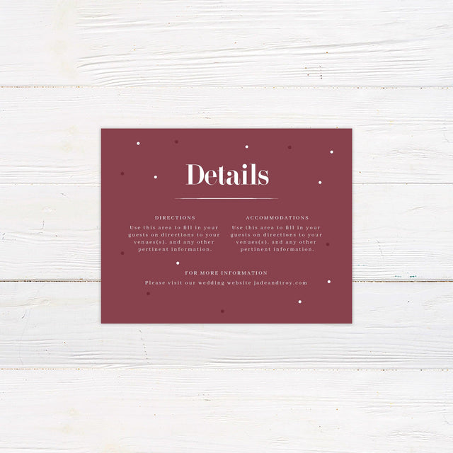 Burgundy Botanical Details Cards - goprintplus