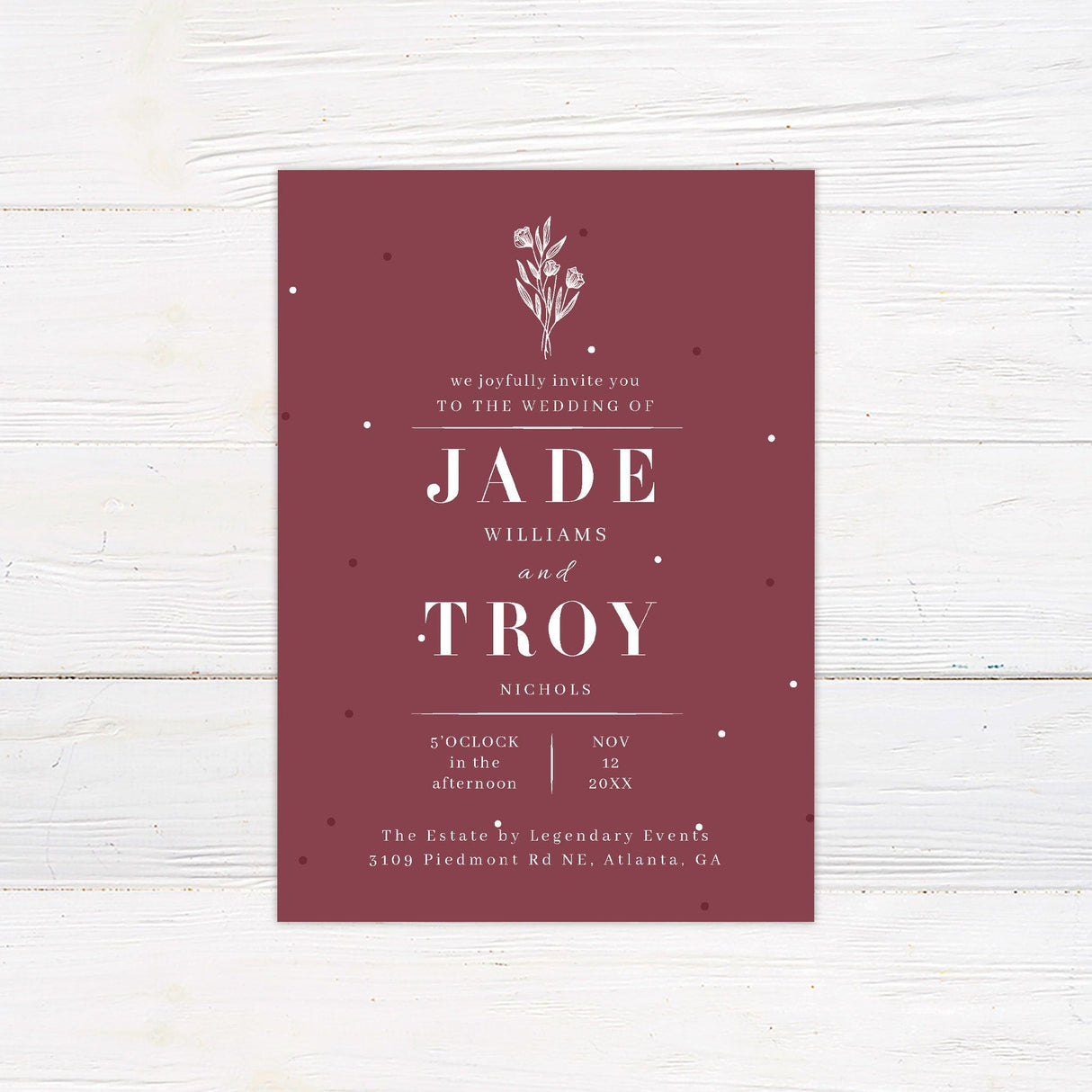 Burgundy Botanical Invitations - goprintplus