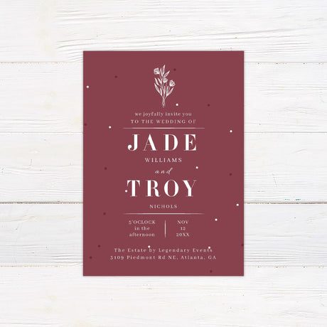 Burgundy Botanical Invitations - goprintplus