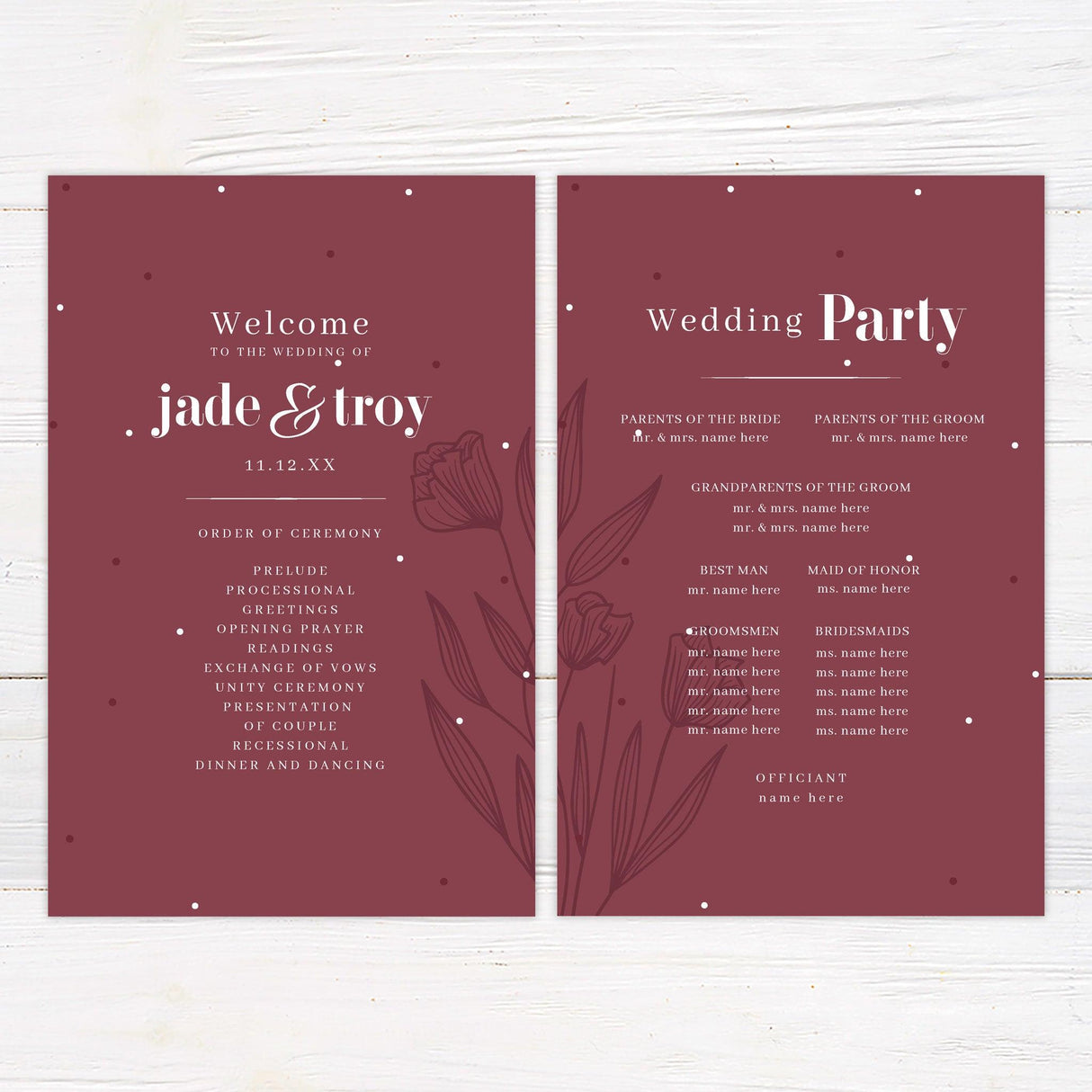 Burgundy Botanical Invitations - goprintplus