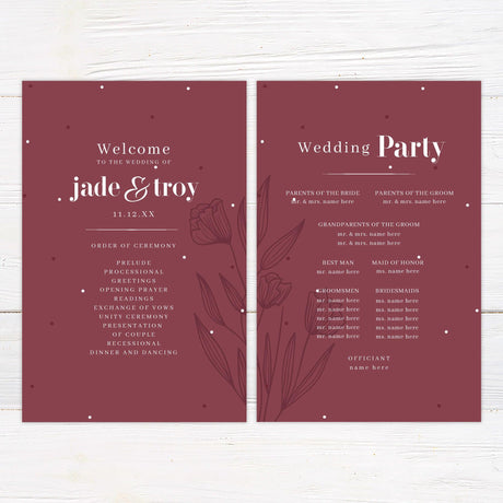 Burgundy Botanical Invitations - goprintplus