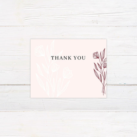 Burgundy Botanical Thank You Card - goprintplus