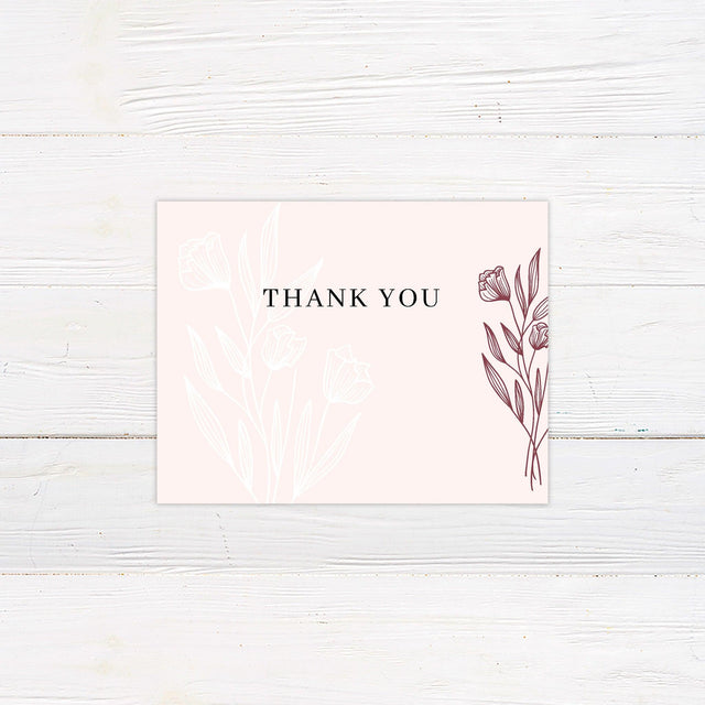 Burgundy Botanical Thank You Card - goprintplus