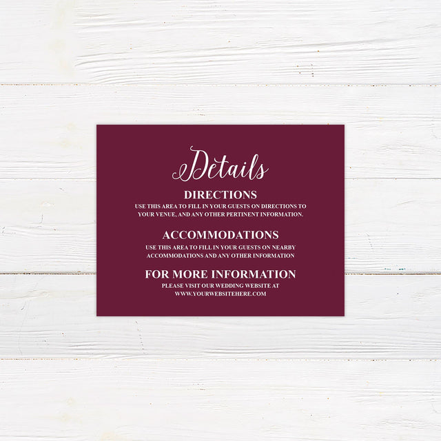 Burgundy Floral Details Cards - goprintplus