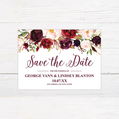 Burgundy Floral Invitations - goprintplus