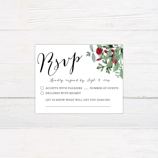 Burgundy Floral Wreath RSVP - goprintplus