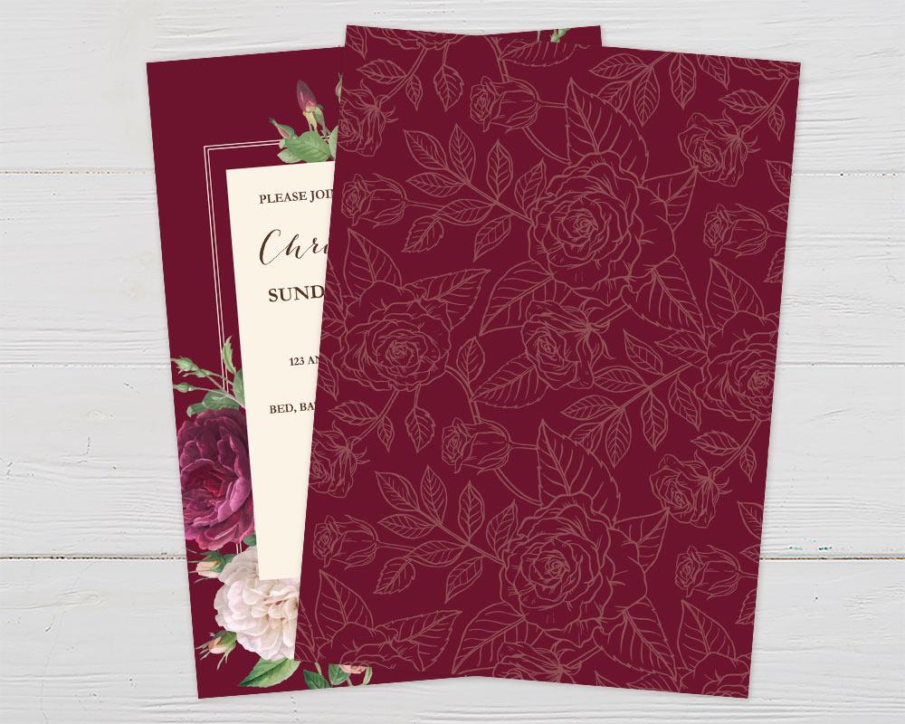 Burgundy Rose Shower Invitation - goprintplus