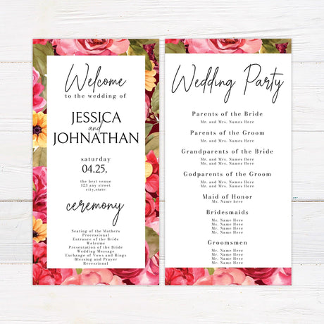 Bright Pink Floral Invitations - goprintplus