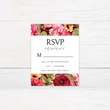 Bright Pink Floral RSVP - goprintplus