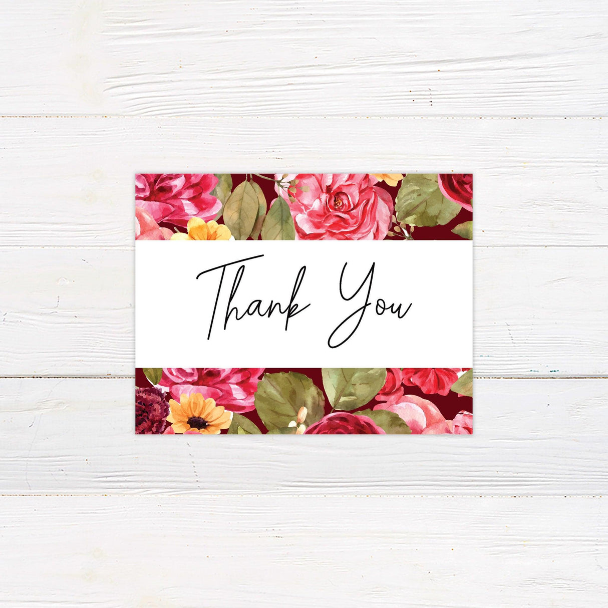 Bright Pink Floral Thank You Card - goprintplus