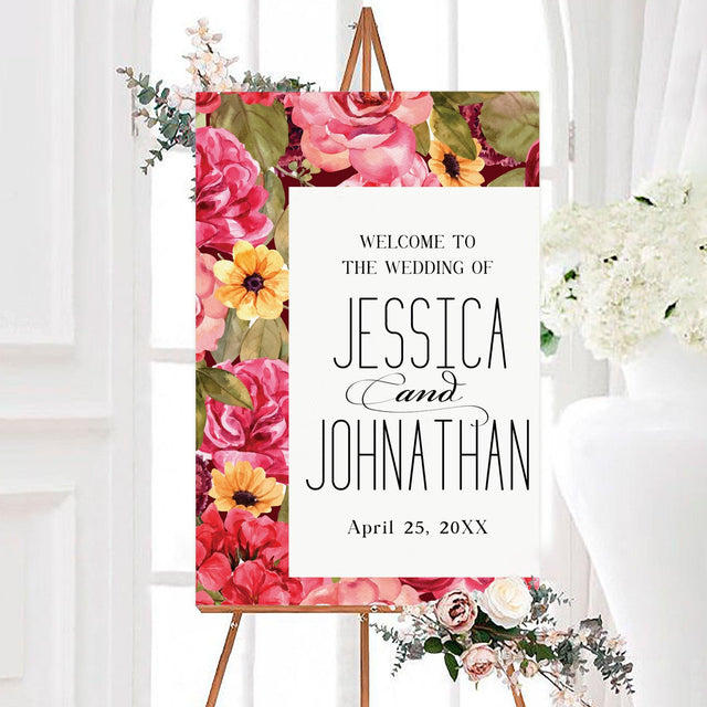 Bright Pink Floral Sign - goprintplus