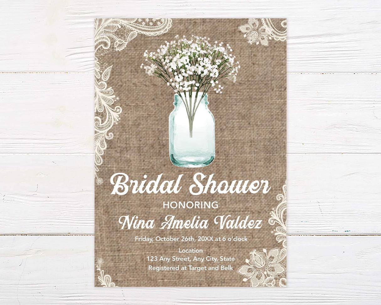 Burlap and Lace Shower Invitation - goprintplus