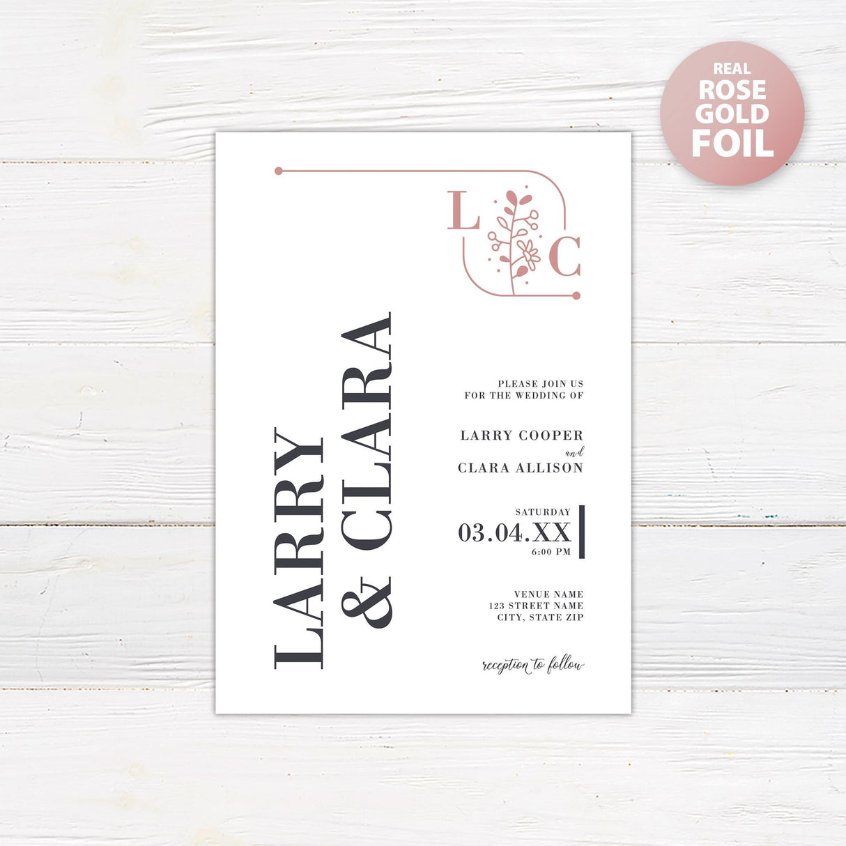 Casual Monogram Foil Invitation - goprintplus