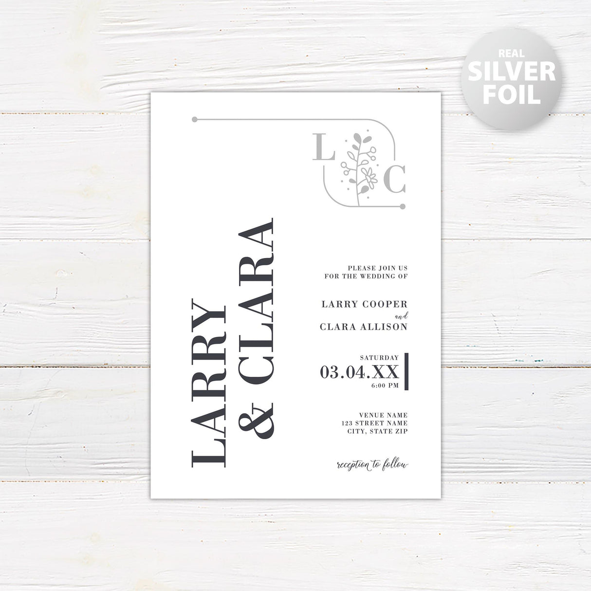 Casual Monogram Foil Invitation - goprintplus