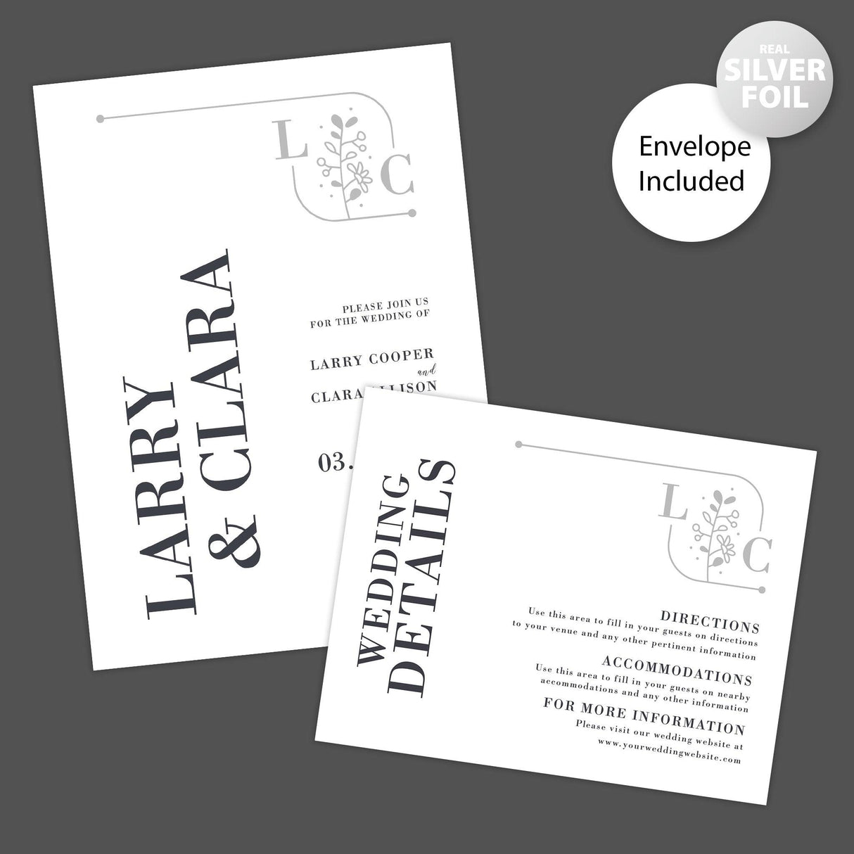 Casual Monogram Foil Invitation - goprintplus