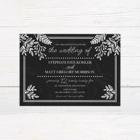 Chalk Dusted Leaves Invitations - goprintplus