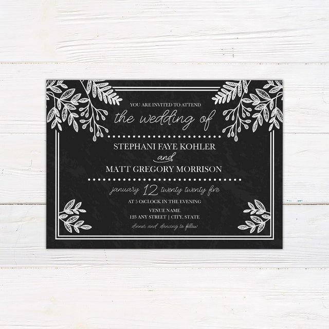 Chalk Dusted Leaves Invitations - goprintplus