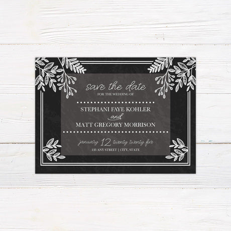 Chalk Dusted Leaves Invitations - goprintplus