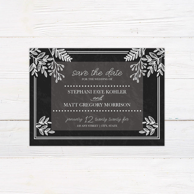 Chalk Dusted Leaves Save The Date - goprintplus