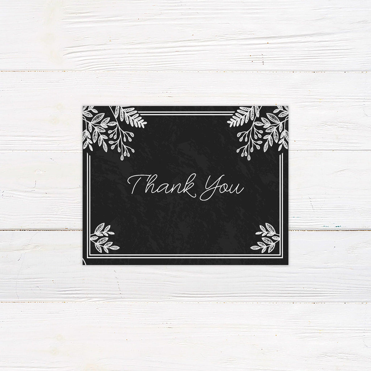 Chalk Dusted Leaves Thank You Card - goprintplus