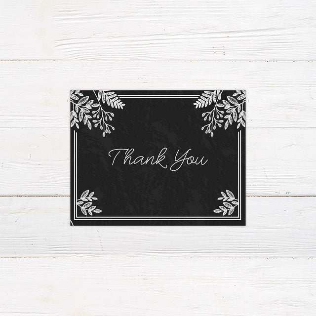 Chalk Dusted Leaves Thank You Card - goprintplus