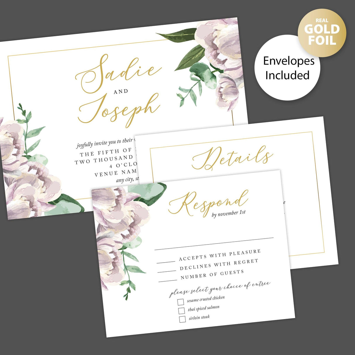 Champagne Blossoms Foil Invitation - goprintplus