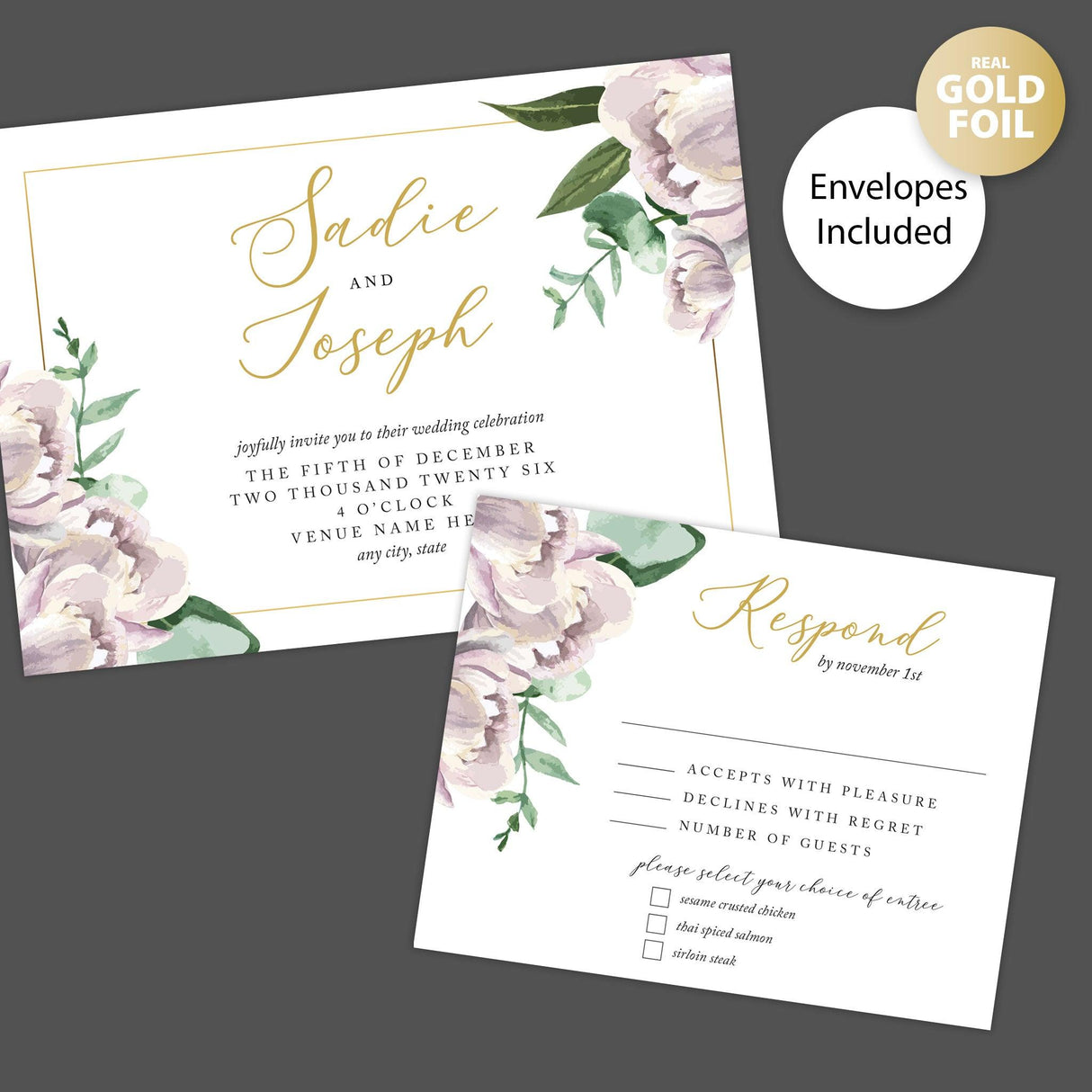 Champagne Blossoms Foil Invitation - goprintplus