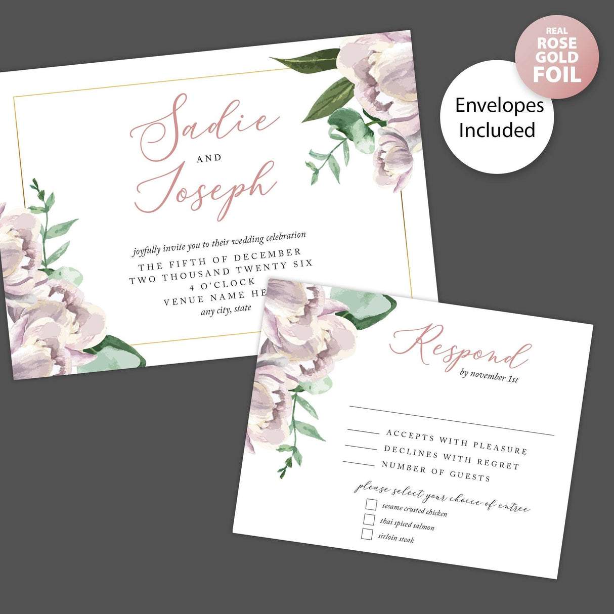 Champagne Blossoms Foil Invitation - goprintplus