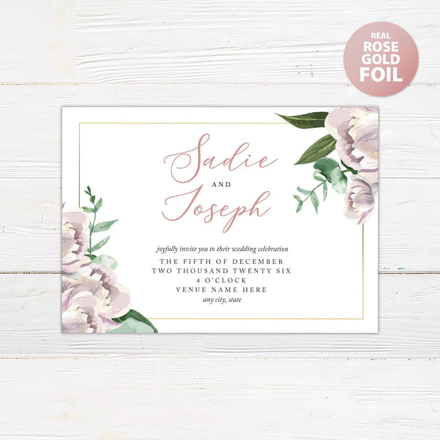 Champagne Blossoms Foil Invitation - goprintplus