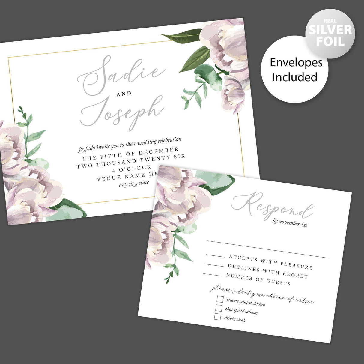 Champagne Blossoms Foil Invitation - goprintplus