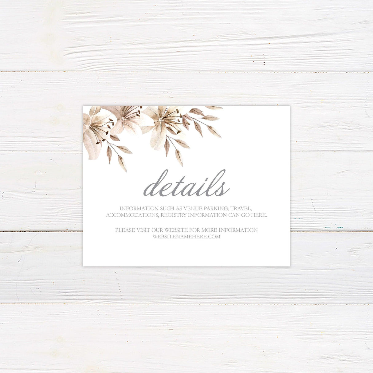 Champagne Floral Corners Details Cards - goprintplus