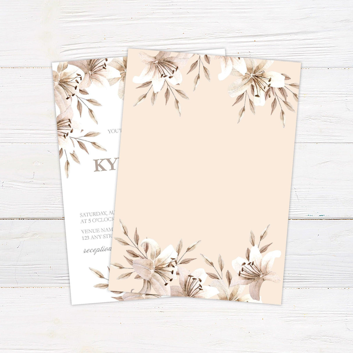 Champagne Floral Corners Invitations - goprintplus