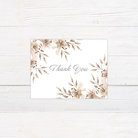 Champagne Floral Corners Thank You Card - goprintplus