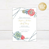 Charming Succulents Foil Invitation - goprintplus