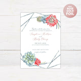 Charming Succulents Foil Invitation - goprintplus