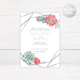 Charming Succulents Foil Invitation - goprintplus