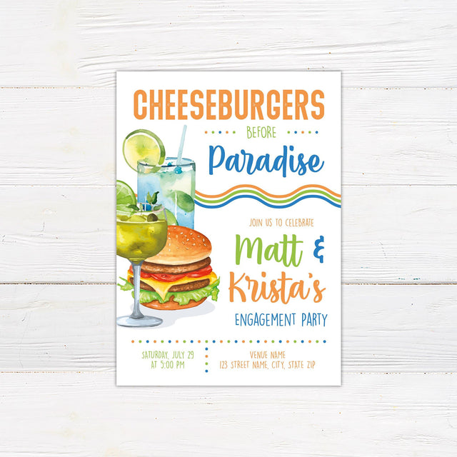 Cheeseburgers Before Paradise Invitation - goprintplus